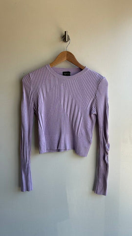 Pre-Owned TopShop Purple Knit Textured Long Sleeve Cropped Top- Size 8
