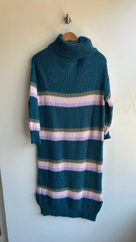 Pre-Owned Cara & The Sky Teal Stripe 'Tanya' Sweater Dress - Size Small
