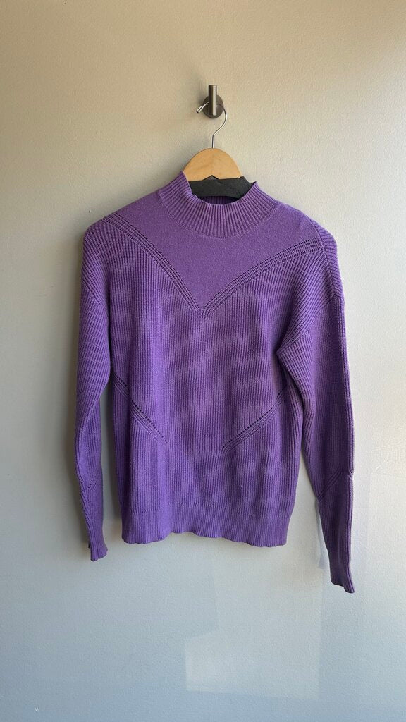 Pre-Owned Alison Sheri Purple Lightweight Mockneck Sweater - Size Small