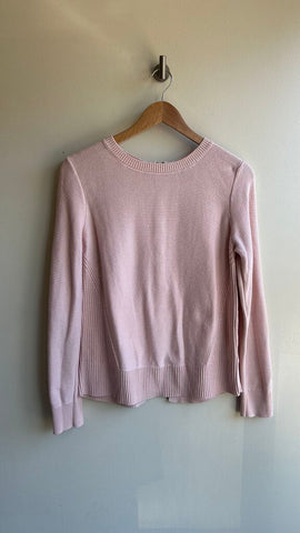 Pre-Owned Banana Republic Light Pink Knit Zip Back Crew Sweater- Size Medium
