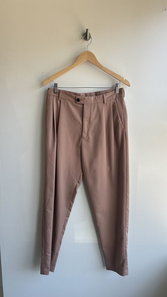 Pre-Owned Zara Brown Pleated Straight Leg Dress Pant- Size Large (Estimated)