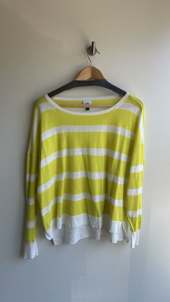 Pre-Owned Cabi Yellow Stripe Knit Long Sleeve Sweater- Size Small