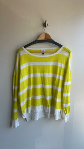 Pre-Owned Cabi Yellow Stripe Knit Long Sleeve Sweater- Size Small
