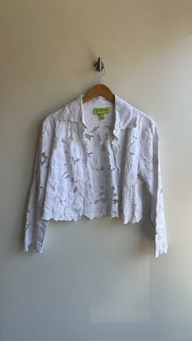 Pre-Owned Cartise White Lace Structured Jacket- Size 14