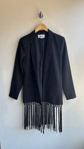 Pre-Owned BB Dakota Black Tassel Trim Oversized Blazer- Size Medium