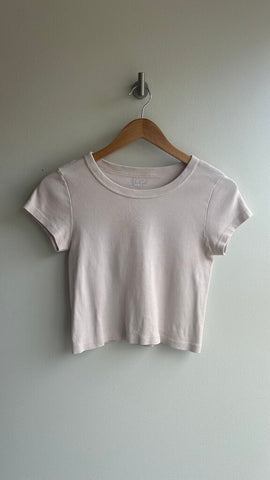 Pre-Owned John Galt Cream Short Sleeve Cropped Tee - Size Small (Estimated)