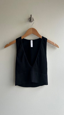 Pre-Owned Concept Club Black Ribbed V-Neck Bralette- Size Small (Estimated)