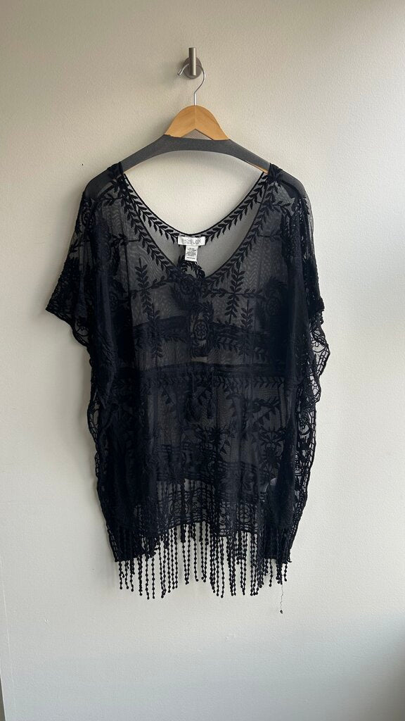Pre-Owned Rachel Zoe Black Lace Sheer Cover Up- Size O/S