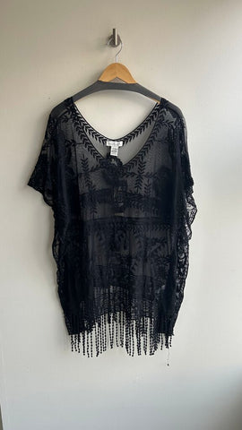 Pre-Owned Rachel Zoe Black Lace Sheer Cover Up- Size O/S