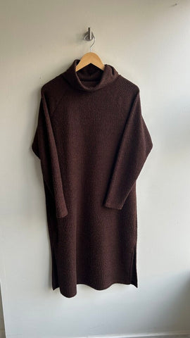 Pre-Owned Soyaconcept Brown Turtleneck Midi Sweater Dress - Size Small
