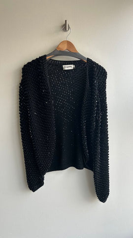 Pre-Owned Magnolia Black Sequin/Beaded Covered Cropped Cardigan - Size Small