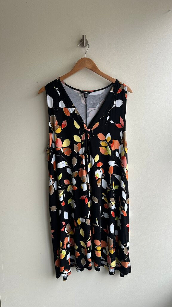 Pre-Owned Tribal Black Floral Sleeveless Dress - Size X-Large