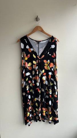 Pre-Owned Tribal Black Floral Sleeveless Dress - Size X-Large
