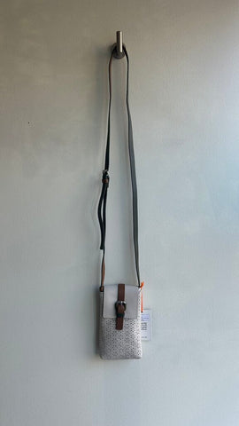 Pre-Owned White Stuff Beige Punch Cut Brown Strap Mini Leather Crossbody (NWT)