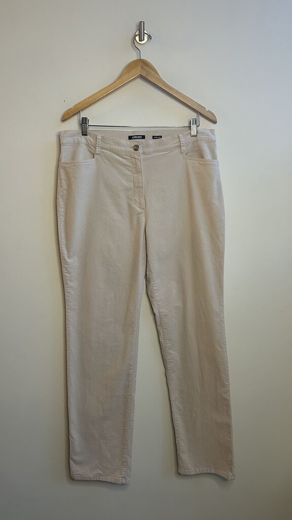 Pre-Owned Olsen Sand Velour Finish Slim Leg Pant - Size 14