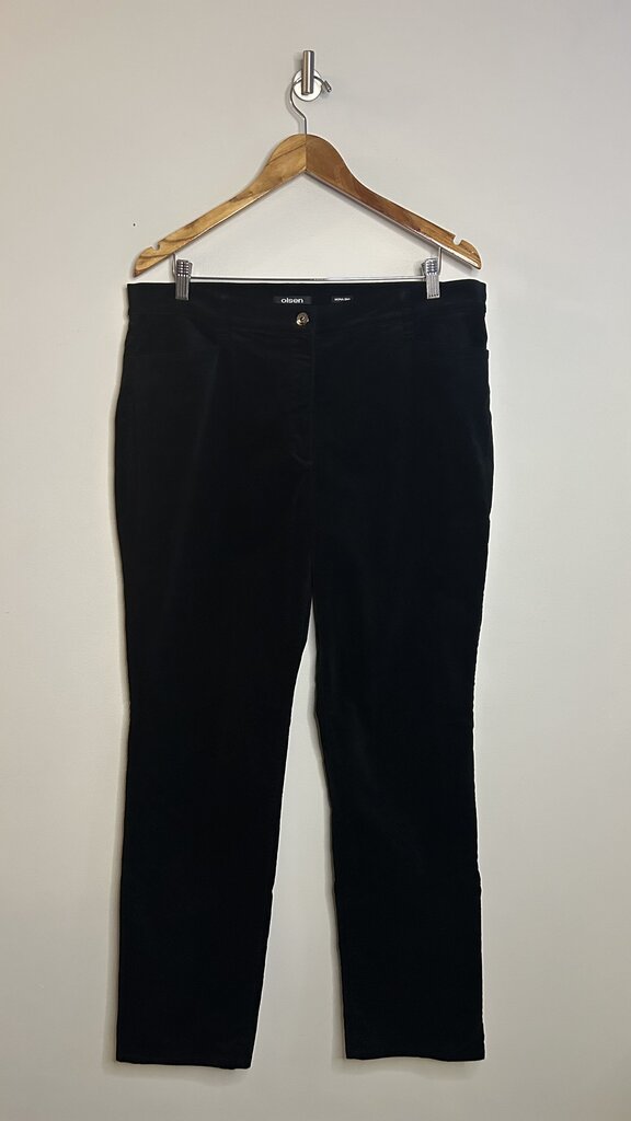 Pre-Owned Olsen Black Velour Finish Slim Leg Pant - Size 14