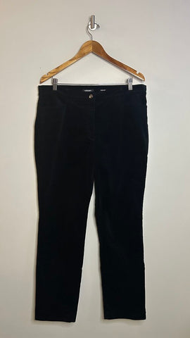 Pre-Owned Olsen Black Velour Finish Slim Leg Pant - Size 14