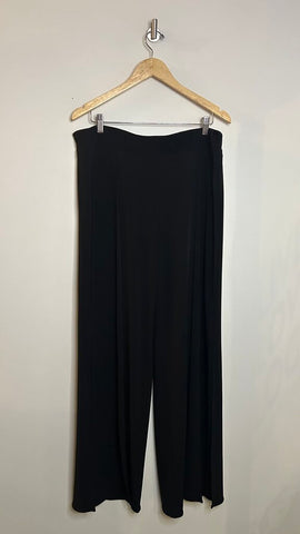 Pre-Owned Melanie Lyne Black Wide Leg Layer Look Pants - Size 16