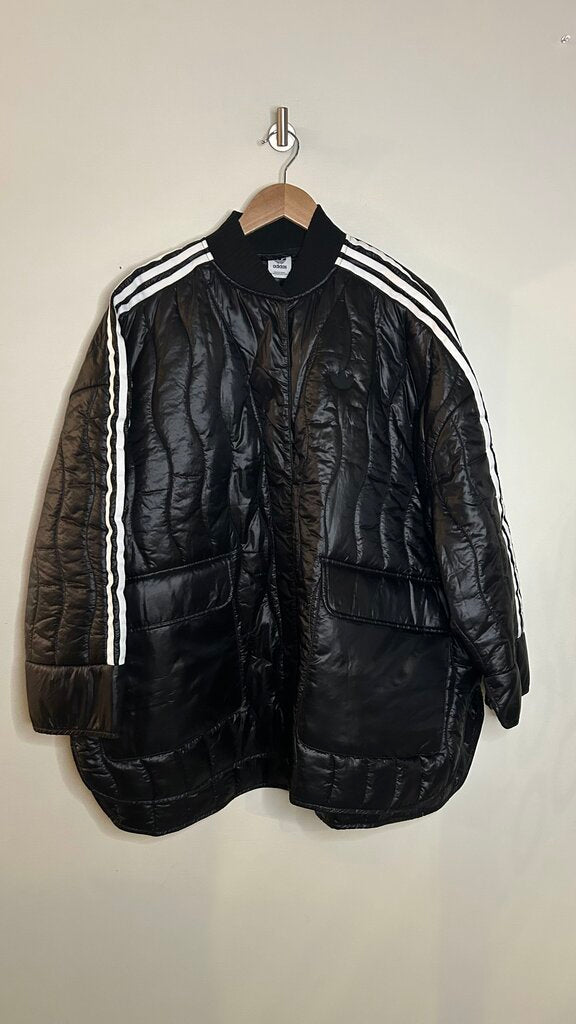 Pre-Owned Adidas Black Wavy Quilt Arm Stripe Jacket - One Size