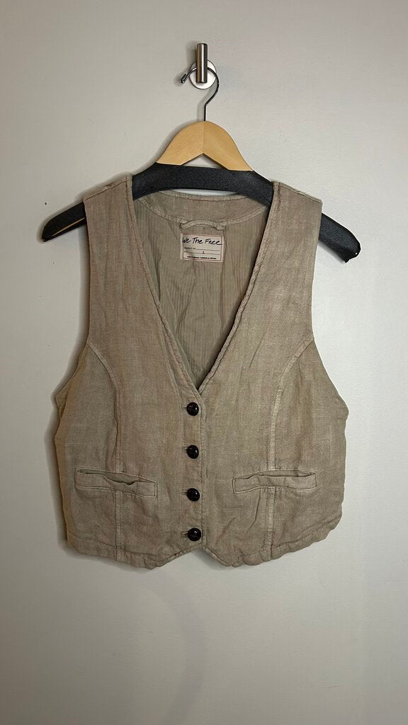 Pre- Owned We The Free Tauple Fitted Vest V-Neck Button Up - Size Large