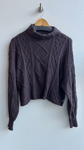 Pre-Owned RVCA Brown Cable Knit Turtleneck Boxy Sweater- Size Medium