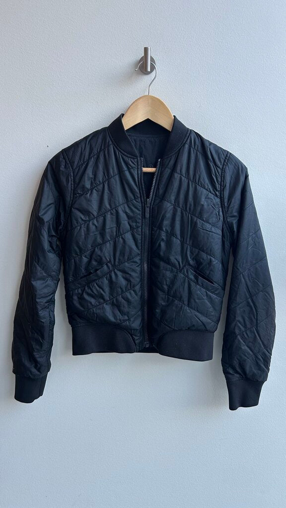 Pre-Owned Lululemon Black Quilted Puffer Bomber Jacket- Size 4