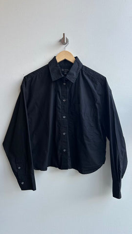 Pre-Owned Banana Republic White Oxford Button Up Cropped Blouse- Size Large