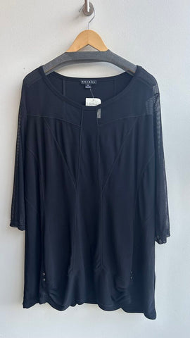 Pre-Owned Tribal Black Mesh Long Sleeved Tunic (NWT)- Size XX-Large
