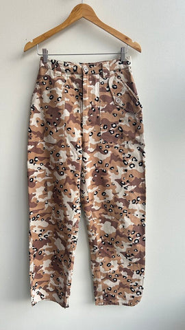 Pre-Owned Tan/Brown Leopard Print Camo Cargo Baggy Pants- Size Medium