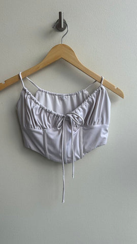 Pre-Owned Garage White Bustier Crop Top- Size Small