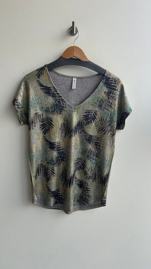 Pre-Owned Miss Nikky Multi Coloured Shimmer V-Neck Blouse- Size Medium