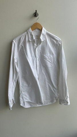 Pre-Owned J. Crew White Button Up Collared Long Sleeve Top- Size Medium