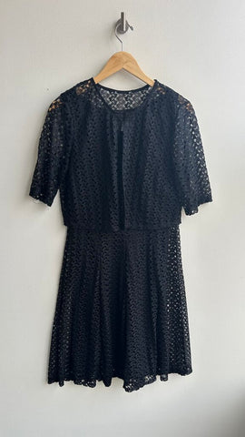 Pre-Owned Sears Black Lace Swing Dress with Shawl- Size Medium