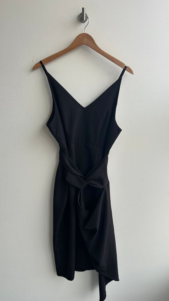 Pre-Owned Papillon Black Sleeveless Fitted Side Rouche Dress- Size Medium (Estimated)