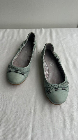 Pre-Owned MJUS Light Green Braided Strap Ballerina Flats- Size 38
