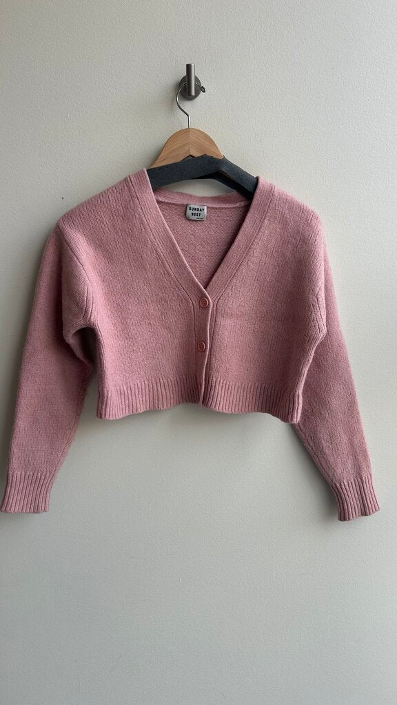 Pre-Owned Sunday Best Pink Cropped Cardigan- Size Small