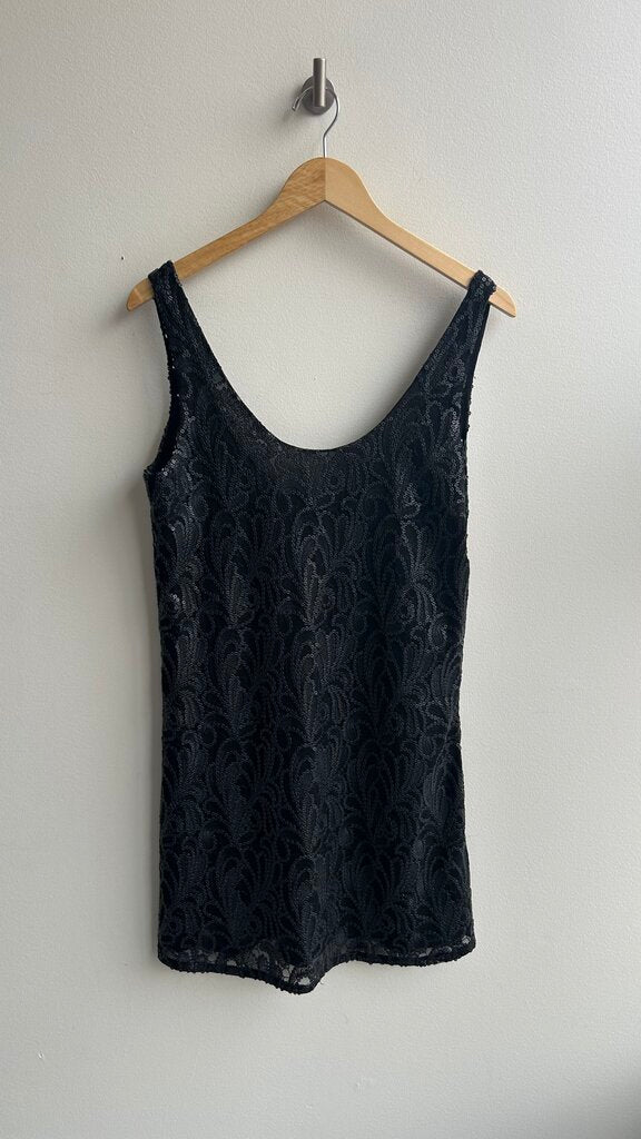 Pre-Owned Honey Punch Black Sequin Sleeveless Dress- Size Medium