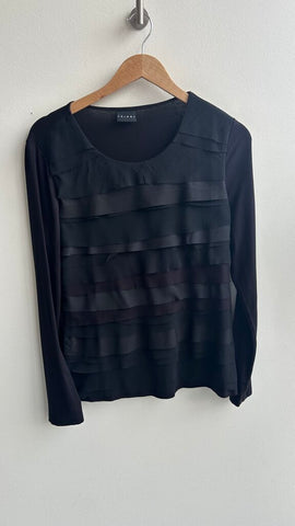 Pre-Owned Tribal Black Layered Ruffle Long Sleeve Top- Size Large (Estimated)