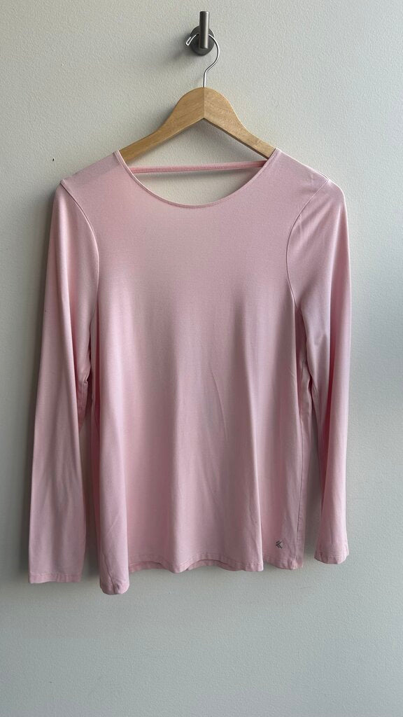 Pre-Owned Kyodan Pink Long Sleeve Open Back Top- Size Small