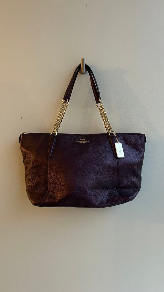 Pre-Owned Coach Metallic Raspberry 'Ava' Chain Straps Tote (NWT)