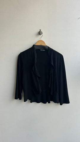 Pre-Owned Soft Works Black Ruffle 3/4 Sleeve Cardigan- Size Large (Estimated)