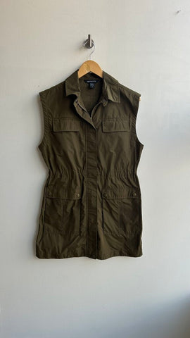 Pre-Owned Athleta Green Long Fit Utility Style Wind Vest- Size Small