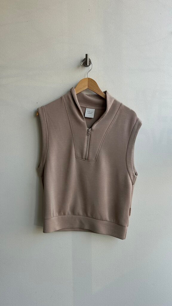 Pre-Owned Varley Beige DoubleSoft V-Neck Zip Up Vest- Size Medium