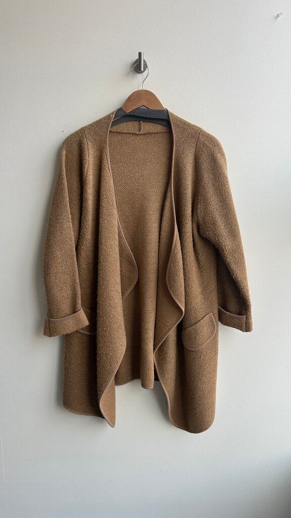 Pre-Owned Goodnight Macaroon Tan Waterfall Front Cardigan Style Jacket- Size O/S