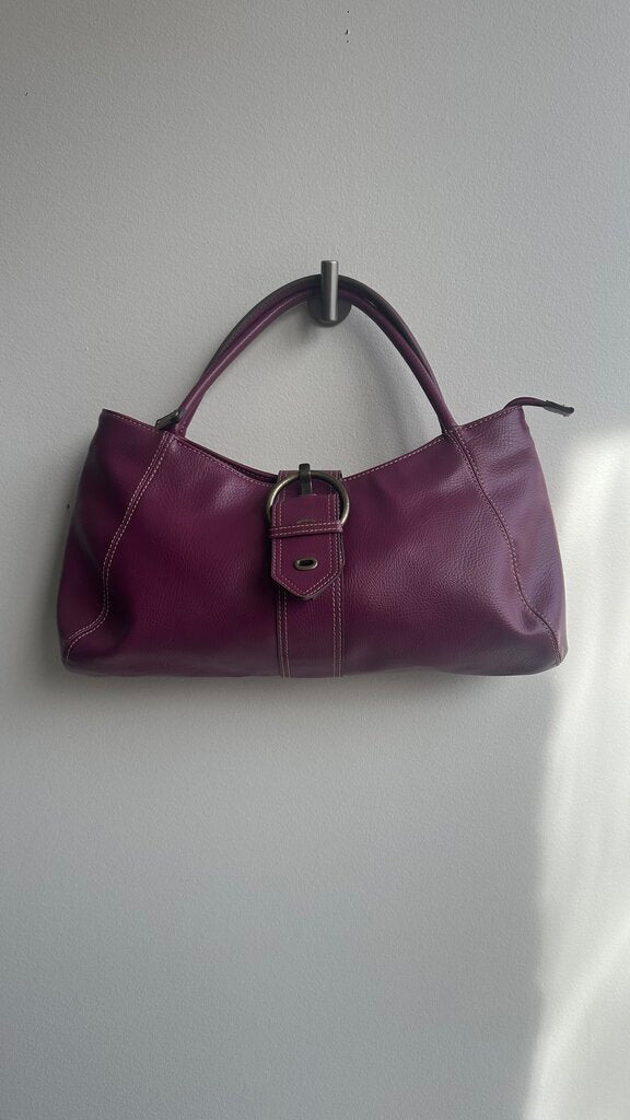 Pre-Owned Purple Faux Leather Buckle Handbag
