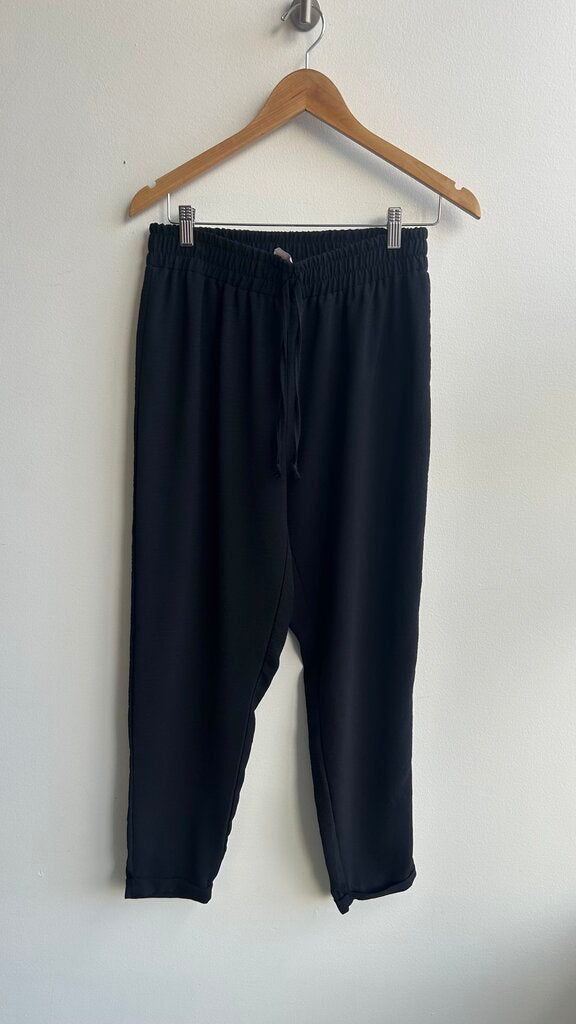 Pre-Owned Isca Black Cuffed Drawstring Waist Pants - Size Large