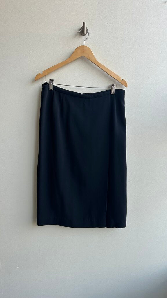 Pre-Owned Bianca Nygard Black Front Slit Suiting Skirt - Size 12 Petite