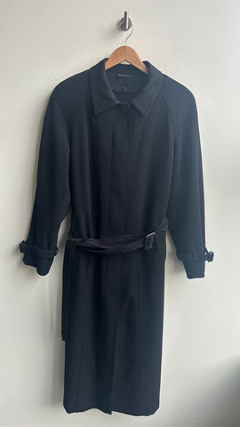 Pre-Owned Utex Black Full Length Lined Trech Coat - Size 12