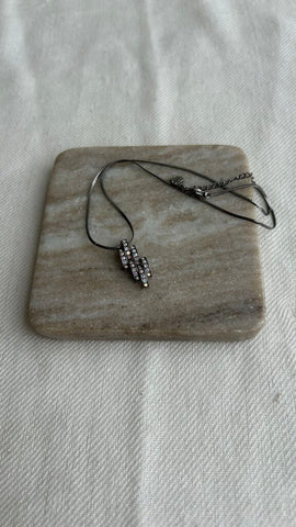 Pre-Owned Fifth Avenue Collection Gunmetal Grey Half Circle Grouped Gems Earrings/Necklace Set