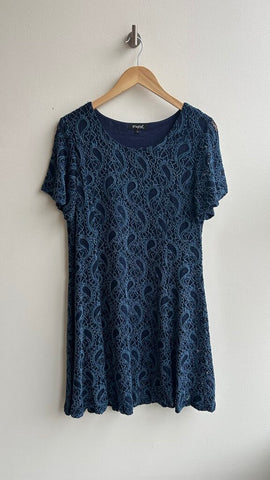 Pre-Owned Papa Vancouver Blue Paisley Crochet Lace Swing Dress- Size Large